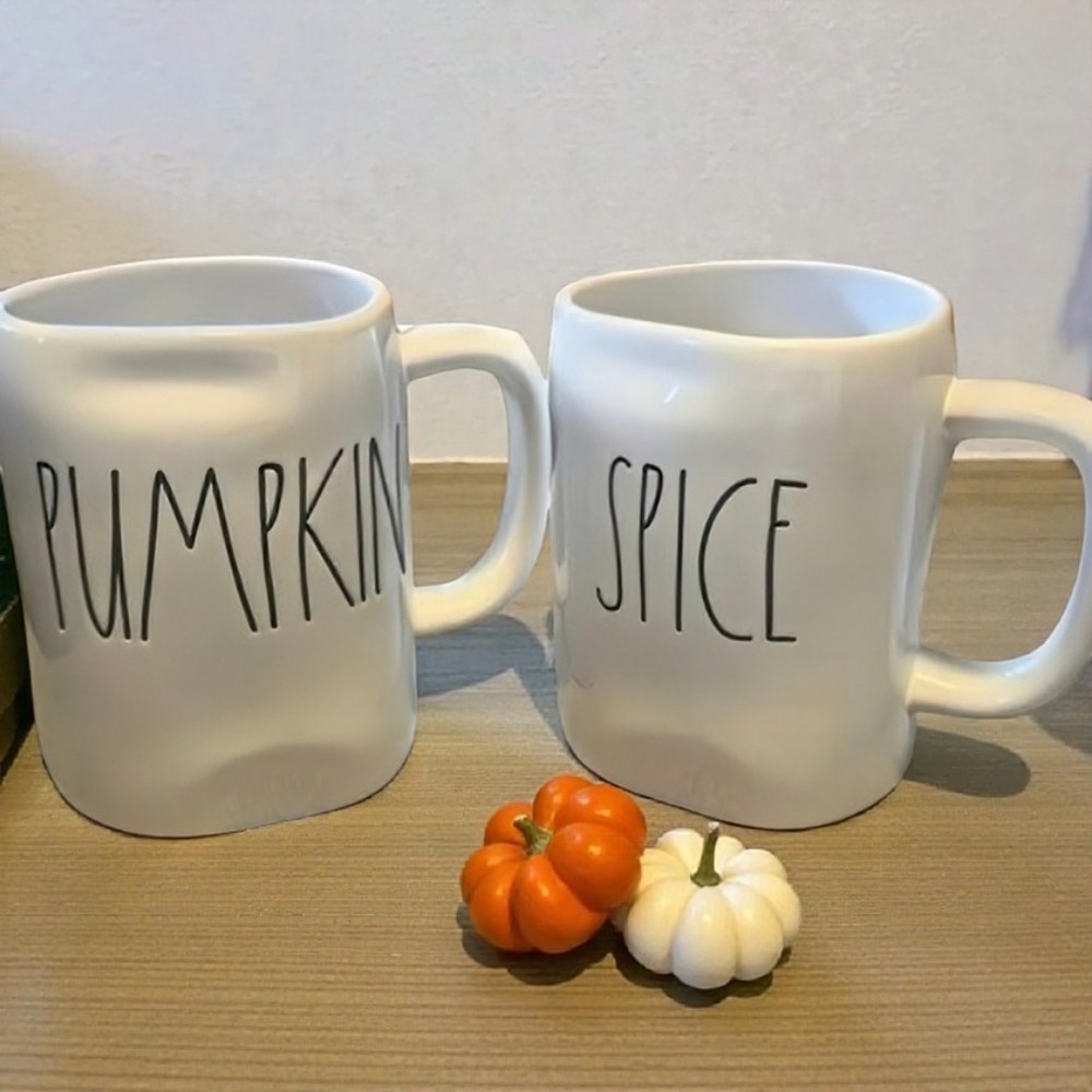 Rae Dunn PUMPKIN and SPICE Mug Set